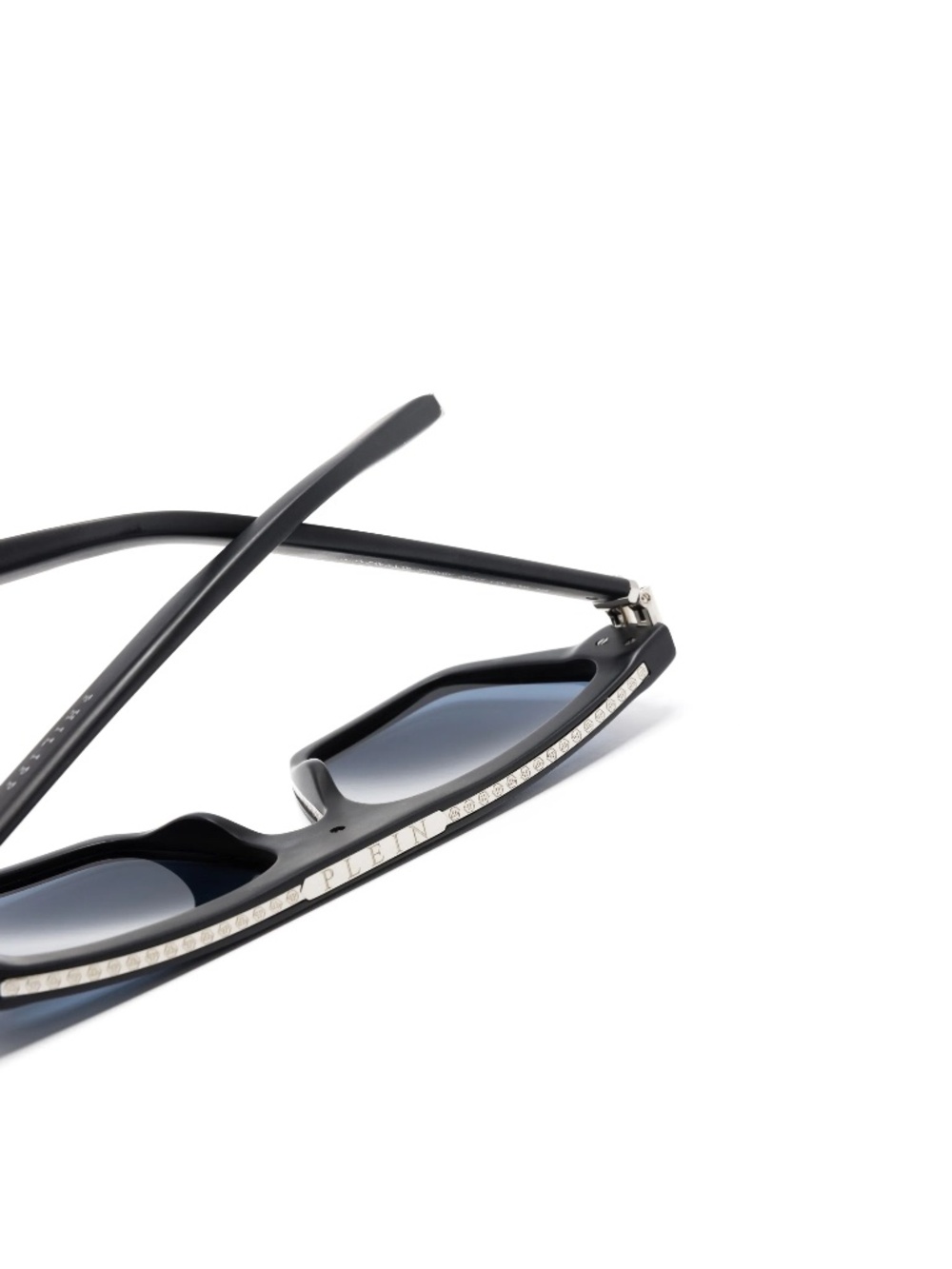 NWT | Philipp Plein | Matte Black & Blue Rectangle Sunglasses - SPP108V - Picture 3 of 5